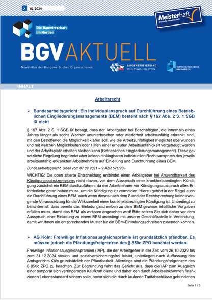 Cover BGV Newsletter